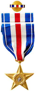 Silver Star Medal with Red, White, and Blue Ribbon