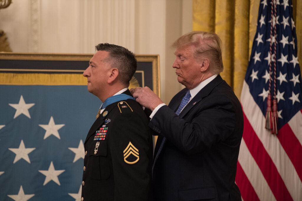President Trump Presenting David Bellavia the Medal of Honor in a ceremony at the White House