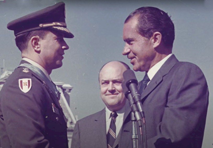 President Richard Nixon presenting the Medal of Honor to Patrick H. Brady (Image Provided by C. Douglas Sterner)